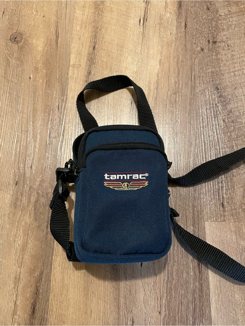 Tamrac 5220 Mini Photo Camera Bag Canvas Navy Blue Zippered Pouch w/ Strap